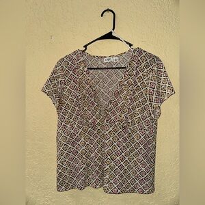 Cato Women's Geometric Print Blouse - Black, Pink, Brown XL